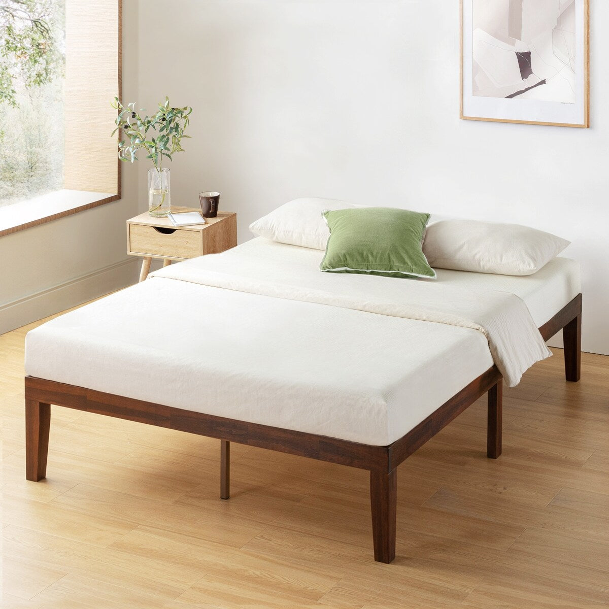 16 Inch Classic Solid Wood Platform Bed Frame in Multiple Finishes