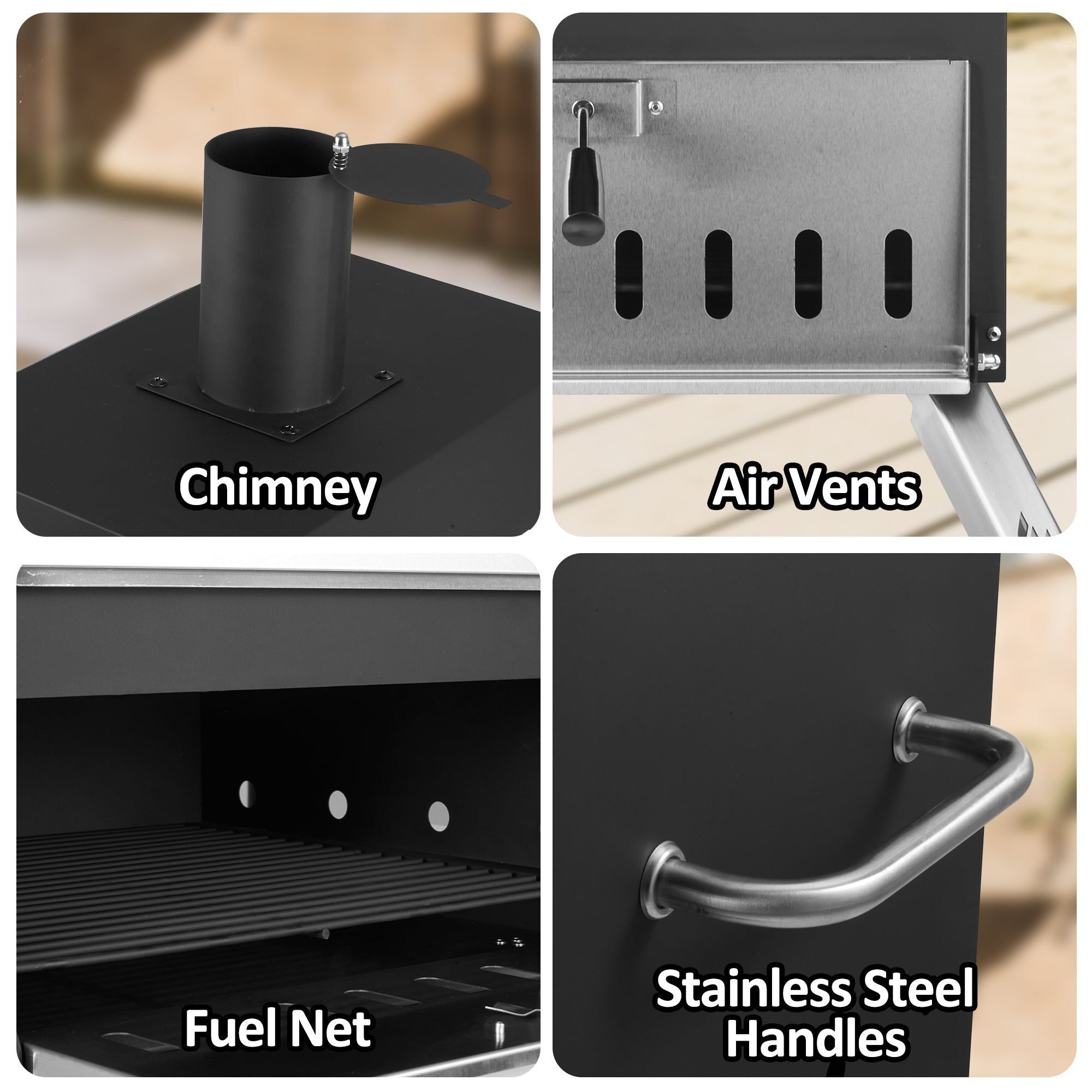 2-Layer Outdoor Pizza Oven Wood Fired Pizza Maker Outside Pizza Grill for Camping - 16 inch