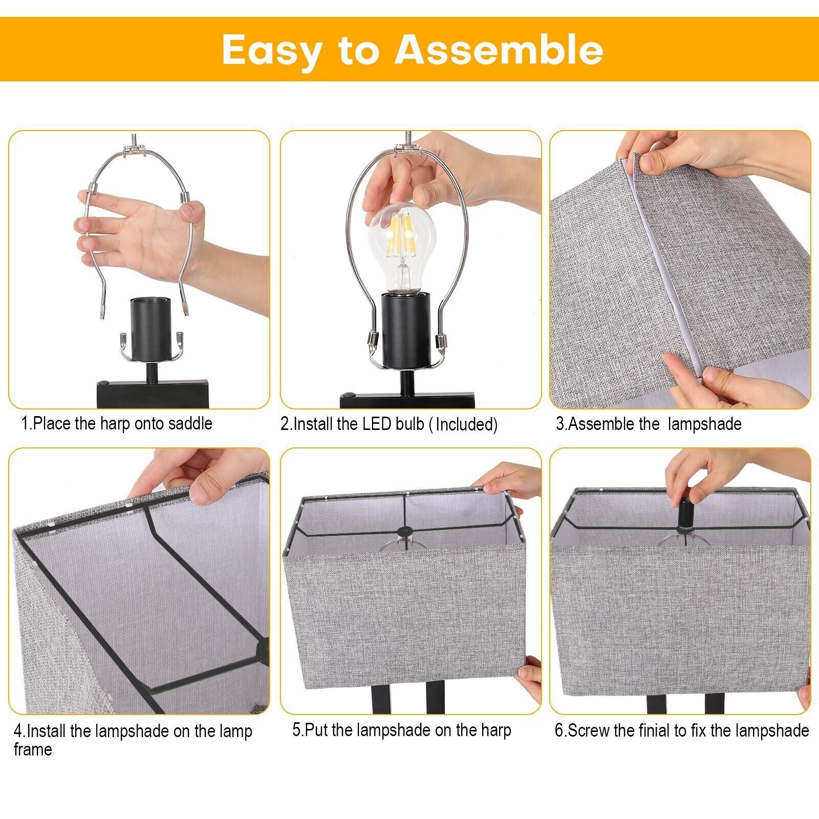 22 Gray USB Table Lamp Set With Touch Control