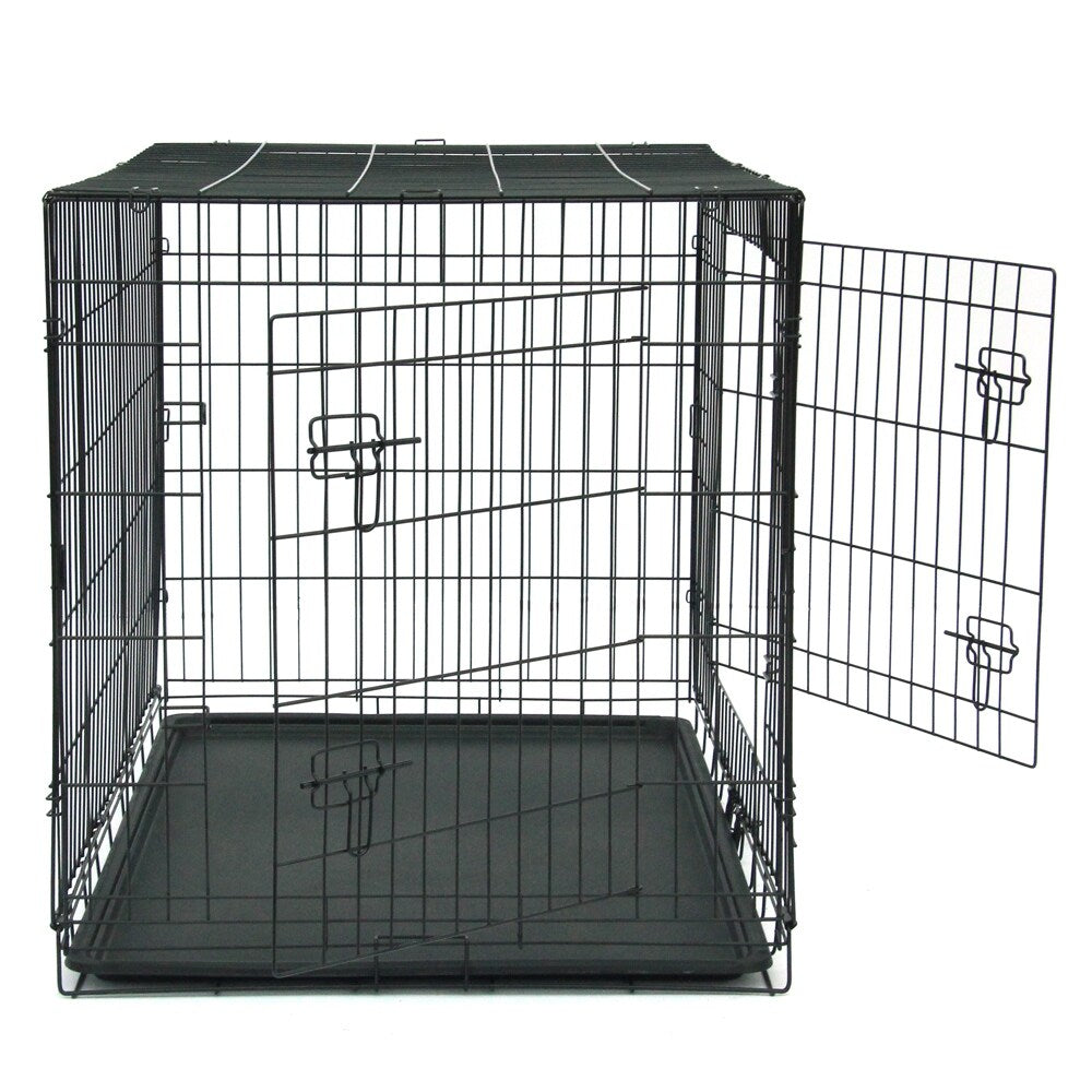 24 to 48 Pet Kennel Cat Dog Folding Steel Crate Animal Playpen Wire Metal