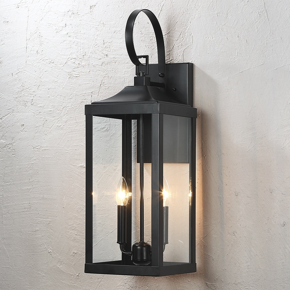 25.7H 2-Light Large Outdoor Bronze Exterior Wall Lantern Sconce Light