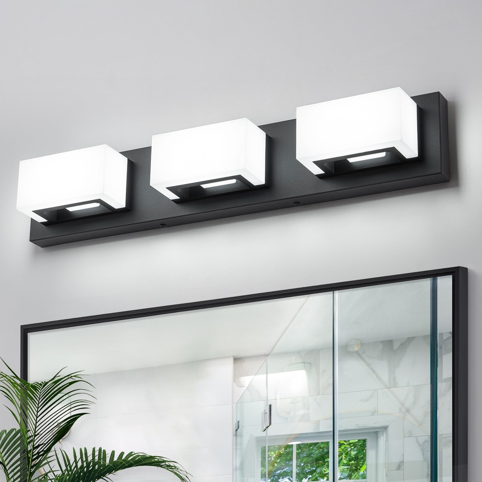 3/4/5-Light Dimmable Matte Black Modern Bathroom LED Vanity Light
