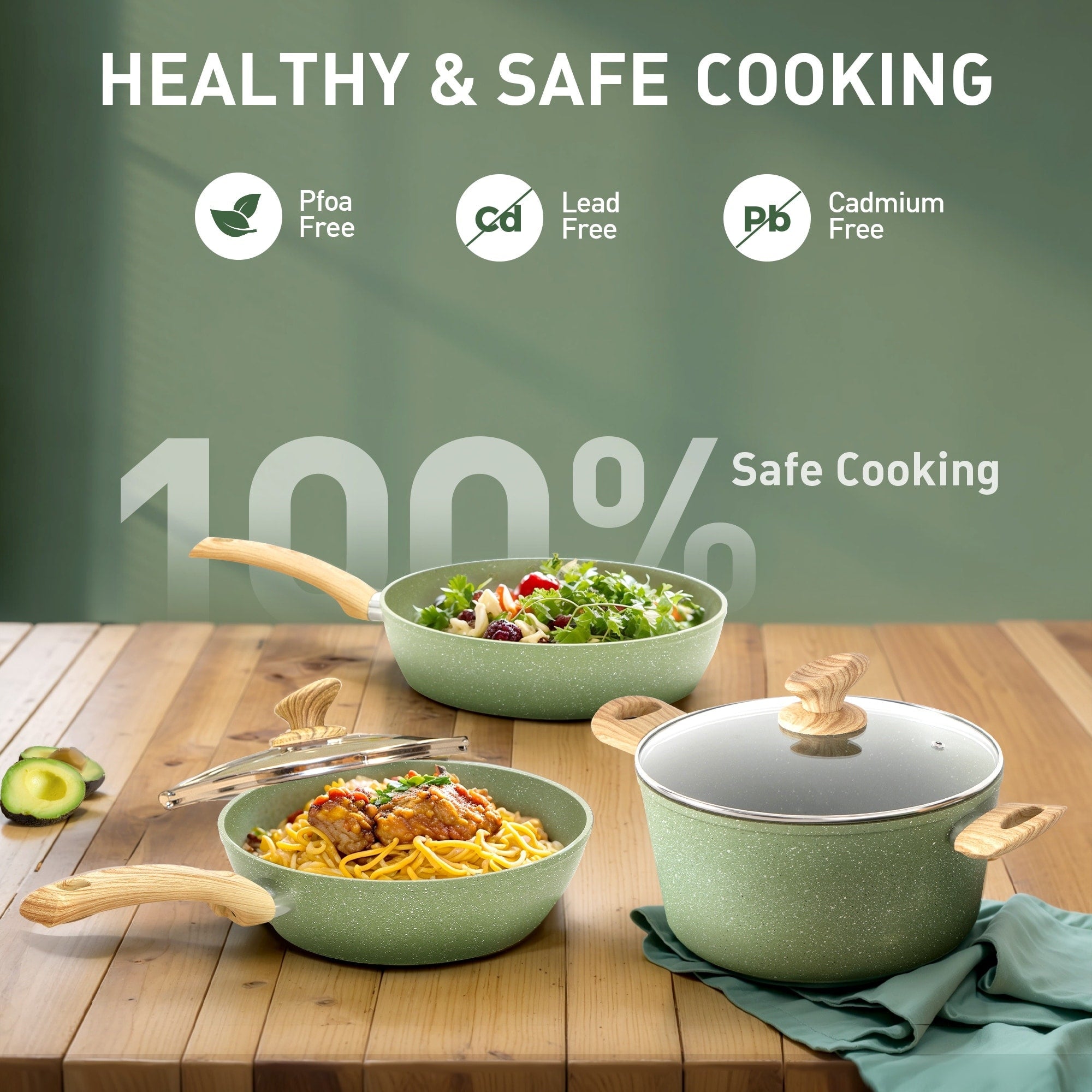 30-Piece Kitchen Granite Cookware and Bakeware Set, Cooking Pans Set Non-Stick Pots and Pans Set