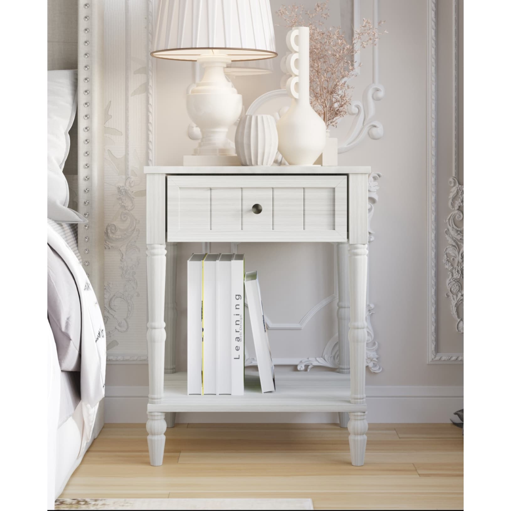 Billy Upholstered Panel Bed with 2 Nightstand