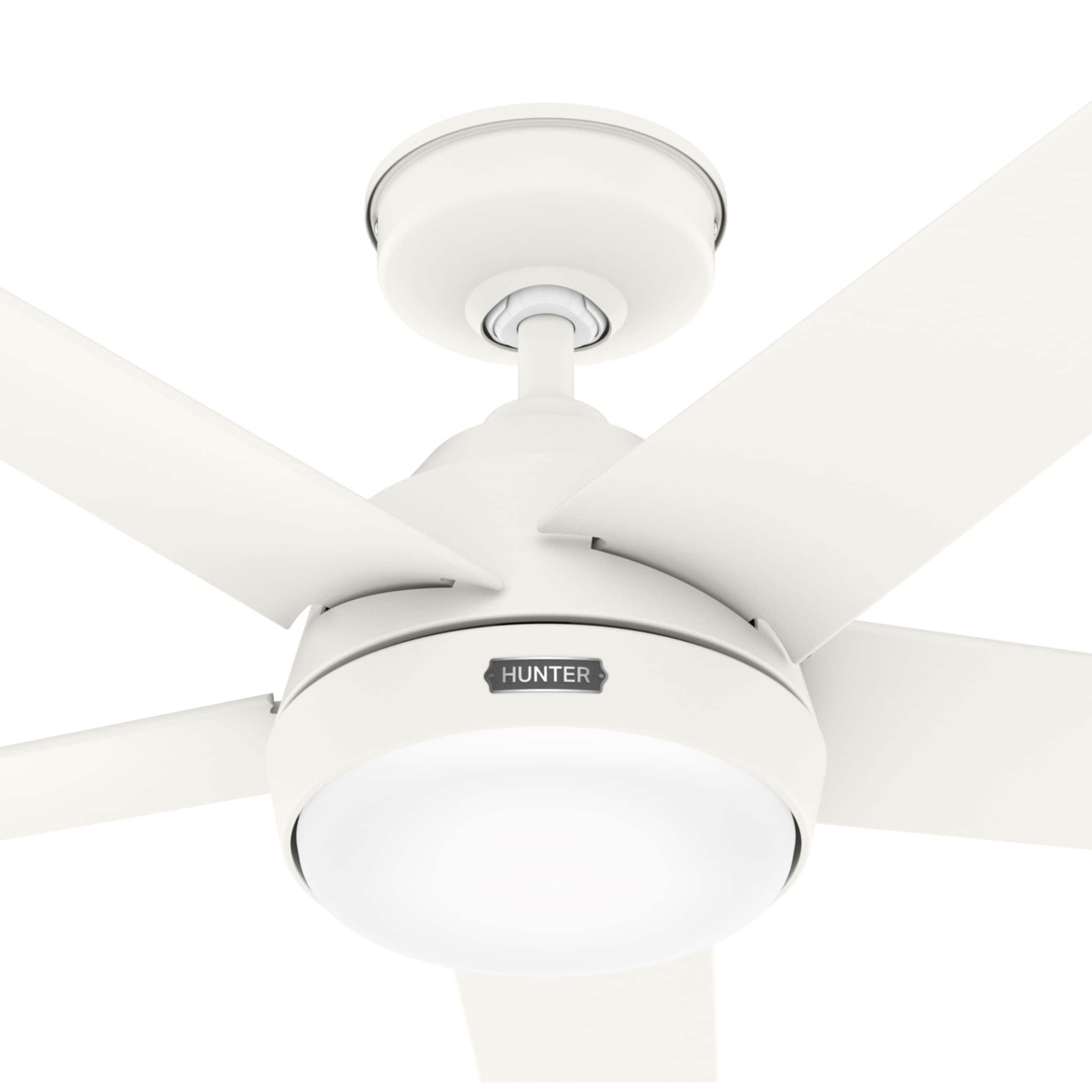 Hunter 52 Skyflow Outdoor Ceiling Fan w/ LED Light Kit, Wall Control - Coastal Modern Contemporary - WeatherMax - WET-RATED!