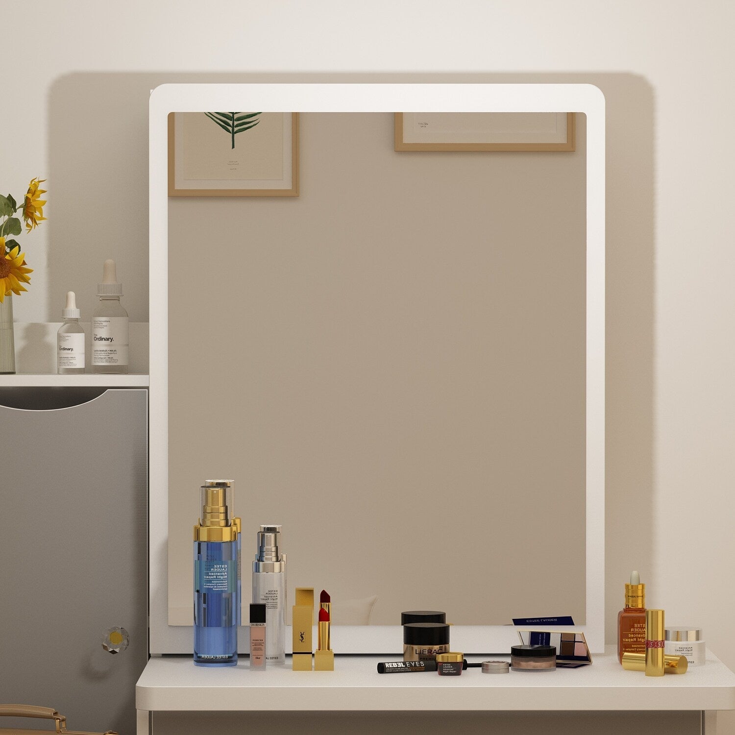 Makeup Vanity Set with Mirror and stool