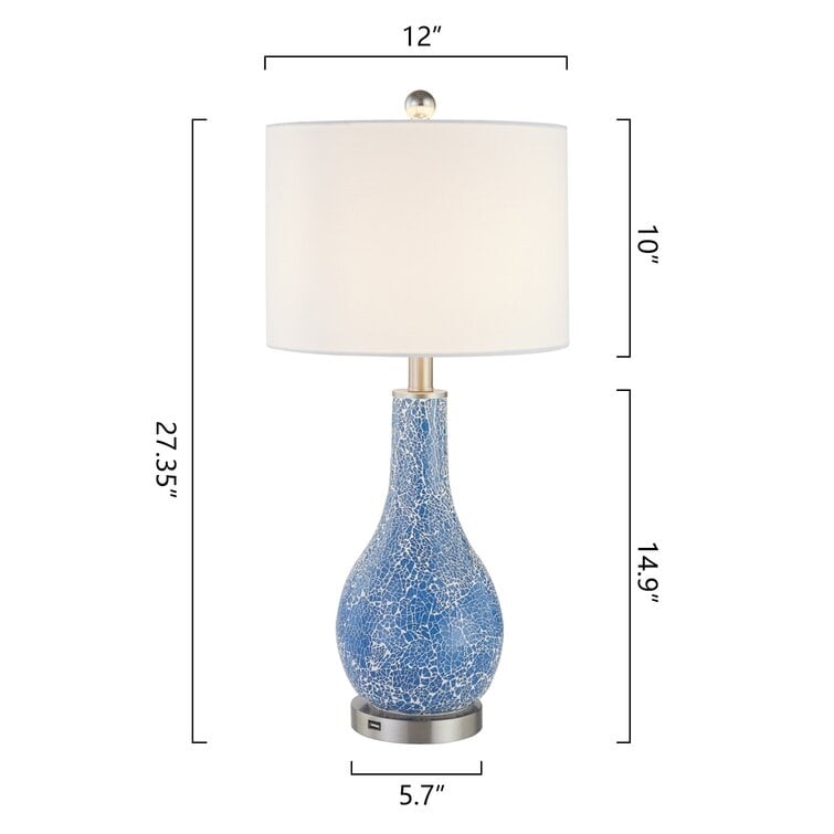 25.25 Glass Table Lamp Set with USB (Set of 2)