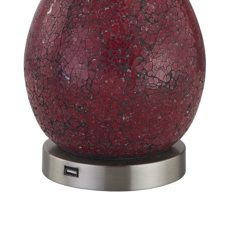 25.25 Glass Table Lamp Set with USB (Set of 2)