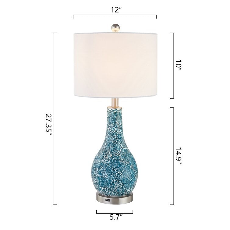 25.25 Glass Table Lamp Set with USB (Set of 2)