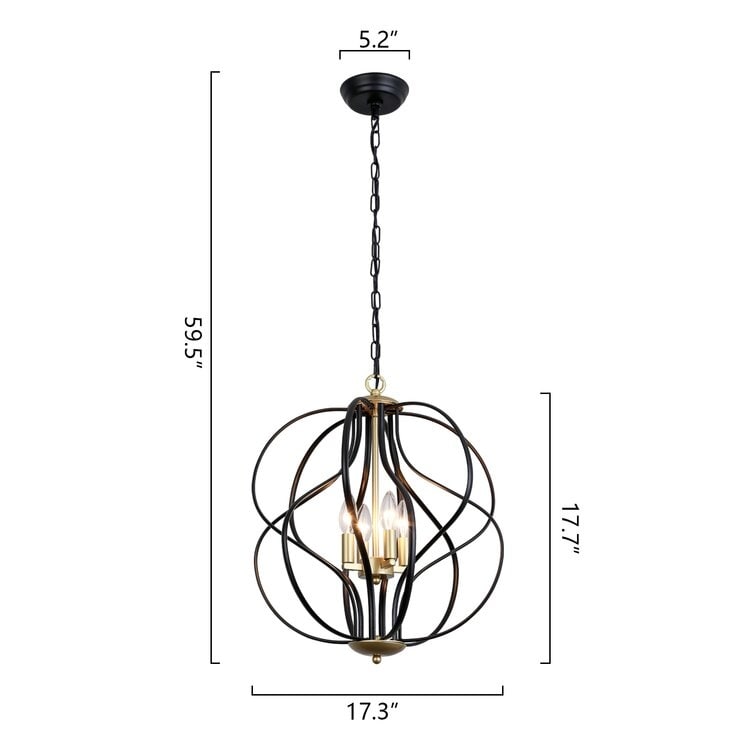 Maxax 4 - Light Unique Geometric Chandelier Wrought Iron Accents - 17.7*17.3*17.3