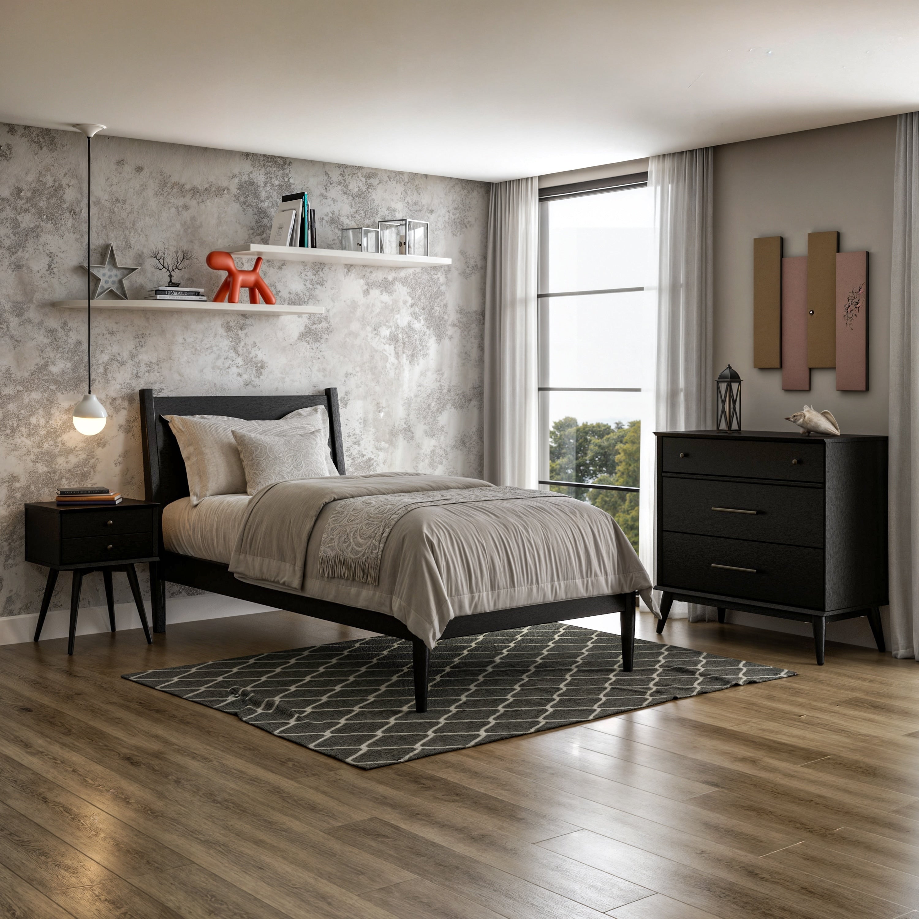 Mid-Century Panel Bed