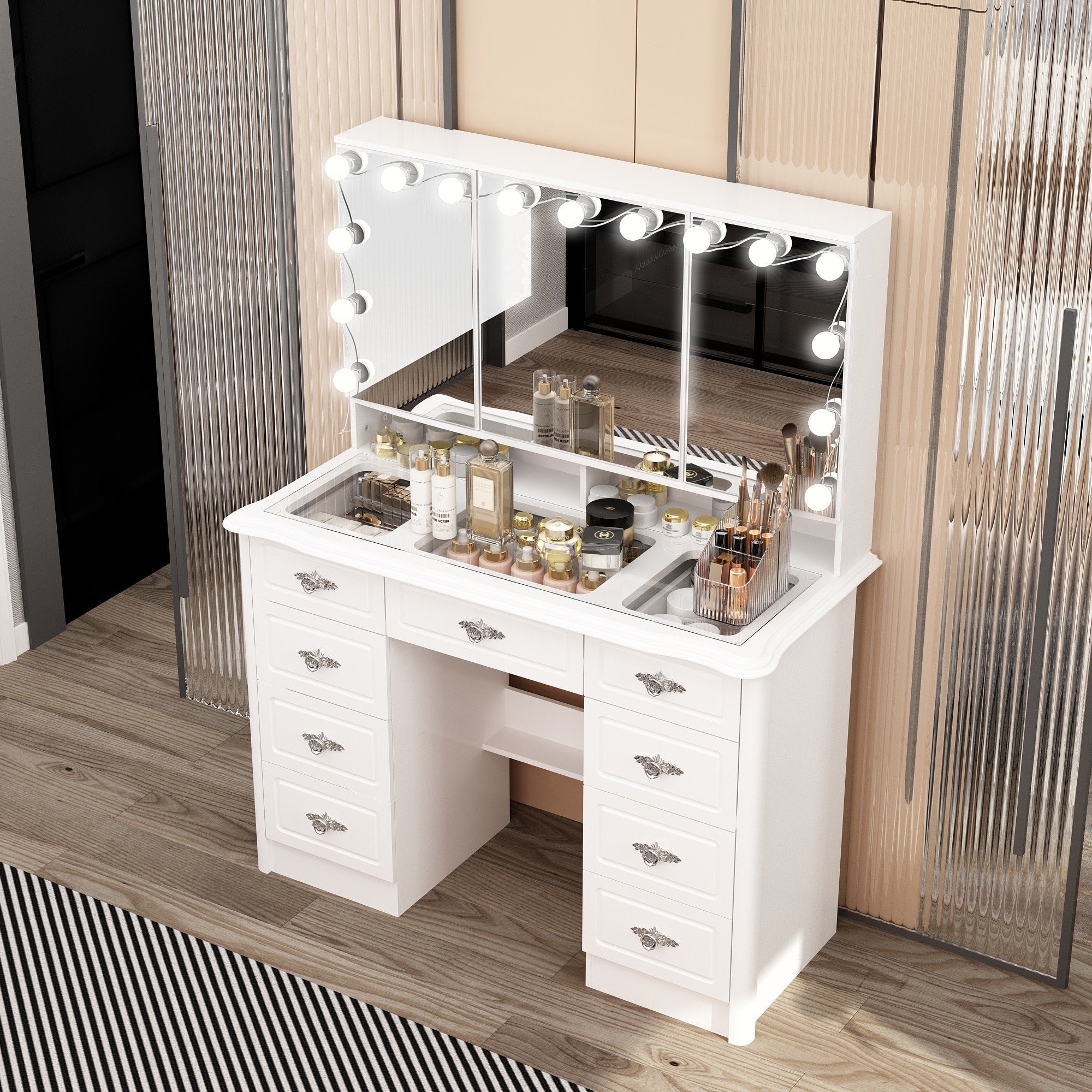 Vanity With Folding Mirror