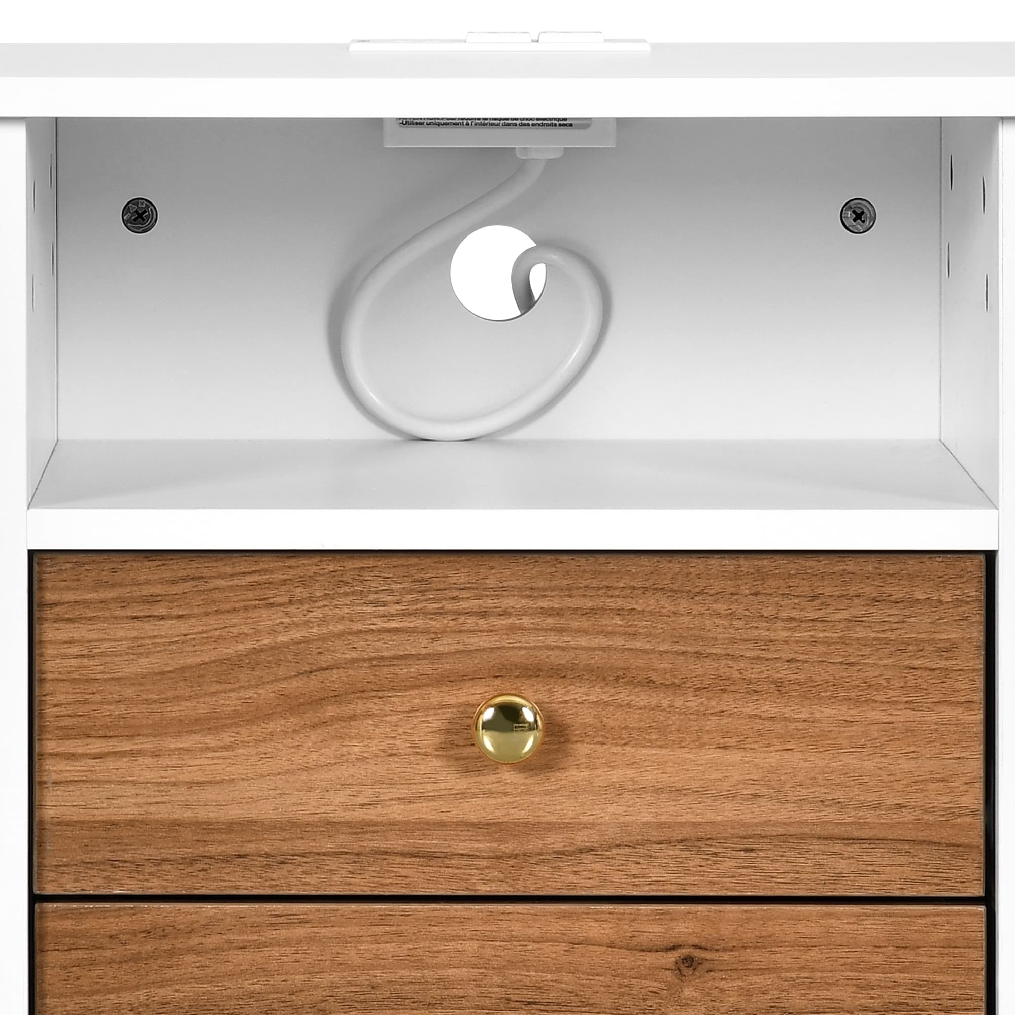 Nightstand Set of 2 with Charging Station End Side Table with 2 Drawers with USB Ports and Outlets Bedside Bed