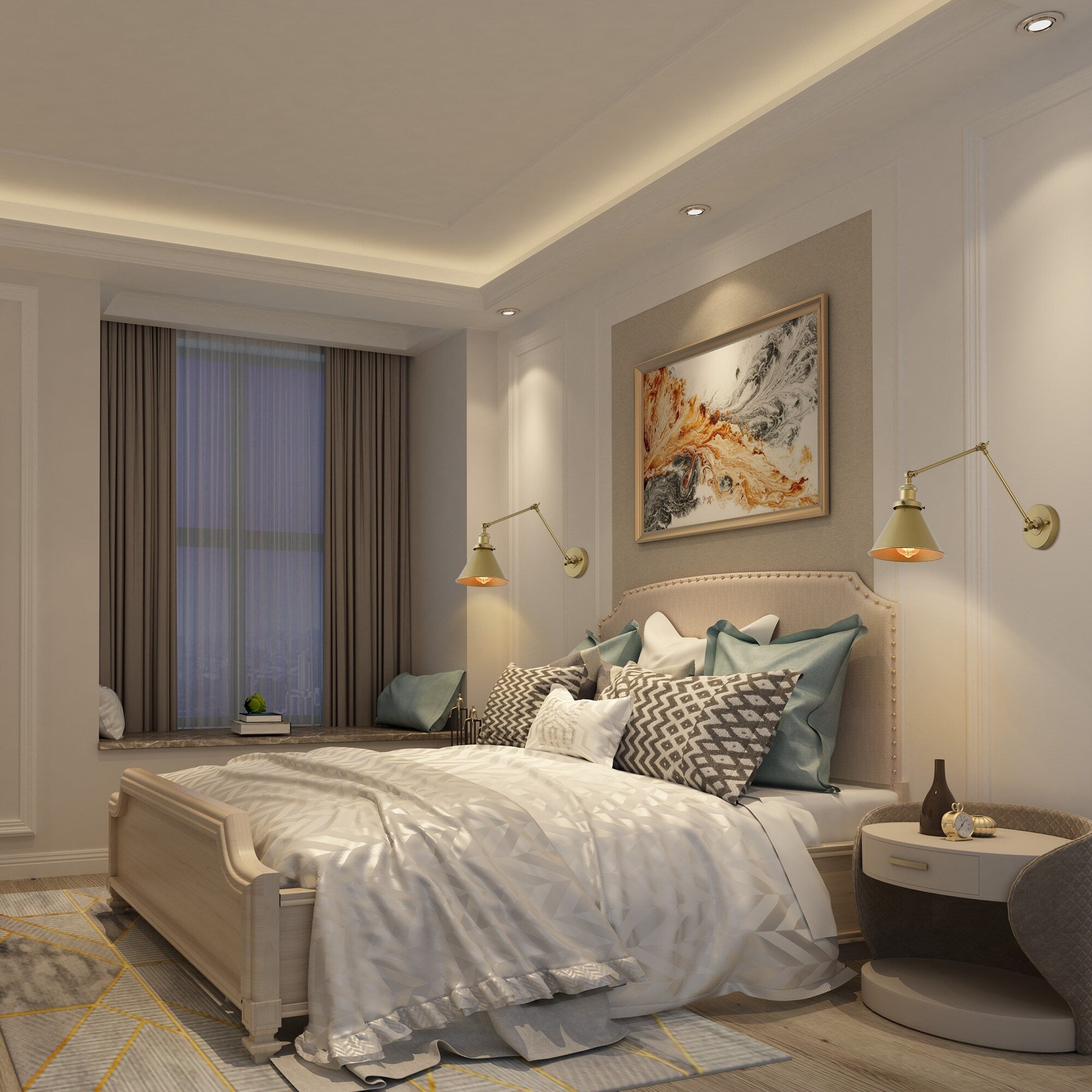 2 Set Modern Swing Arm Lights Adjustable Plug-in Hardwired Wall Sconces