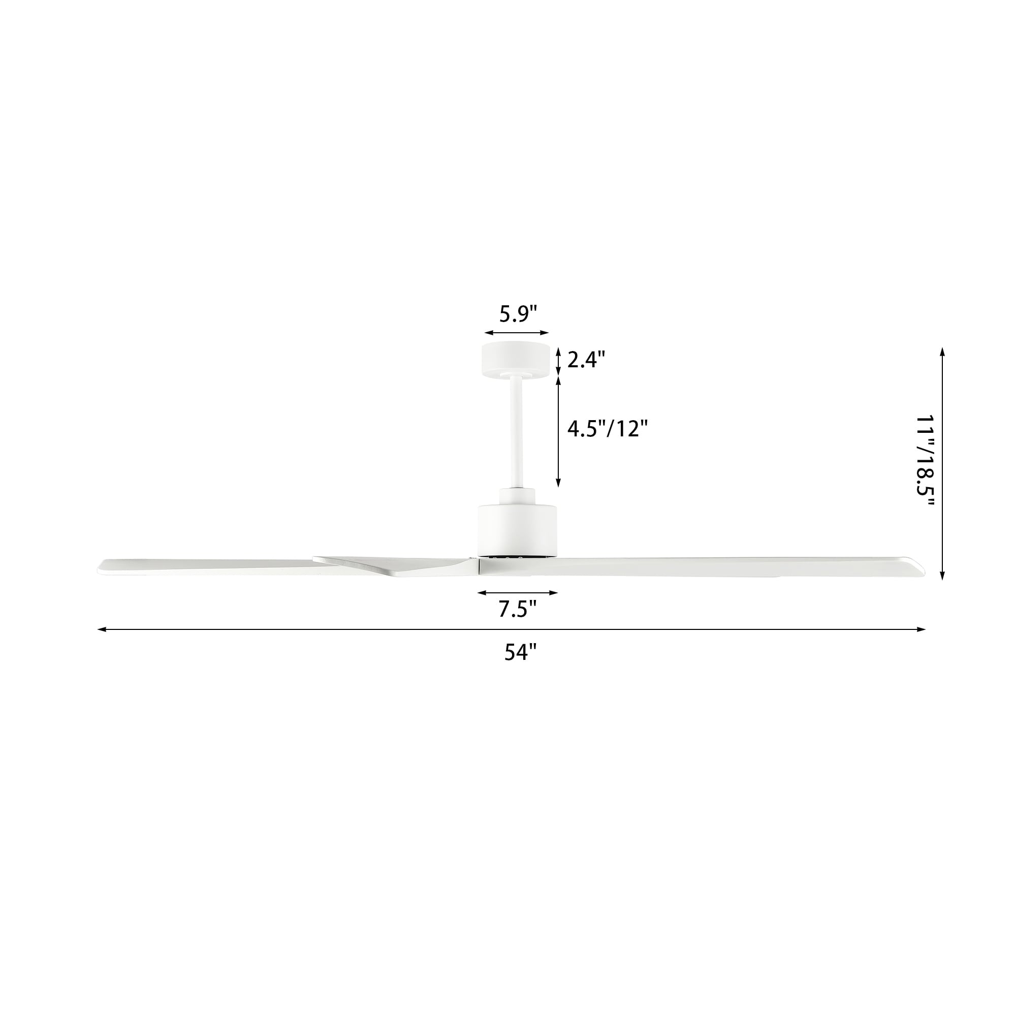 WINGBO 54 Inch DC Motor Indoor Ceiling Fan without Lights - N/A