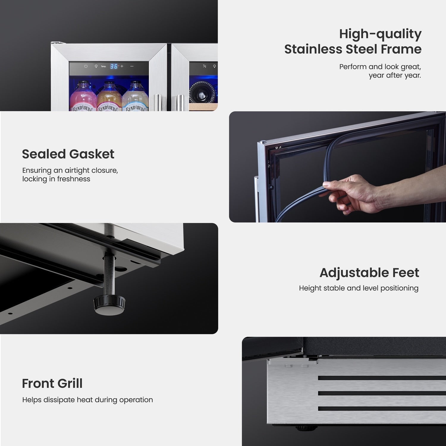 24 Inch Wine/Beverage Refrigerator Cooler, 20 Bottle/60 Can DUAL ZONE Fridge - 24 inch