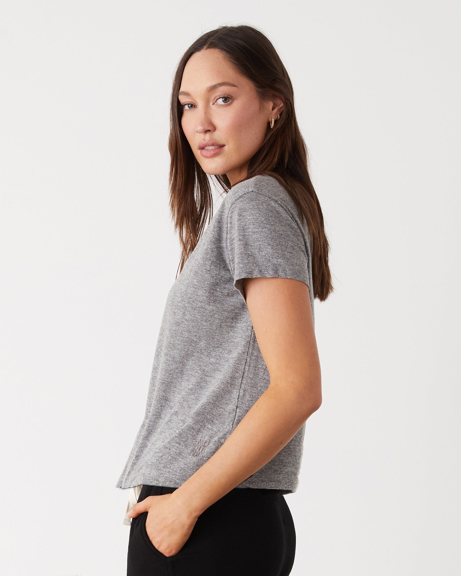 Textured Tri-Blend Basic Crew Neck Tee