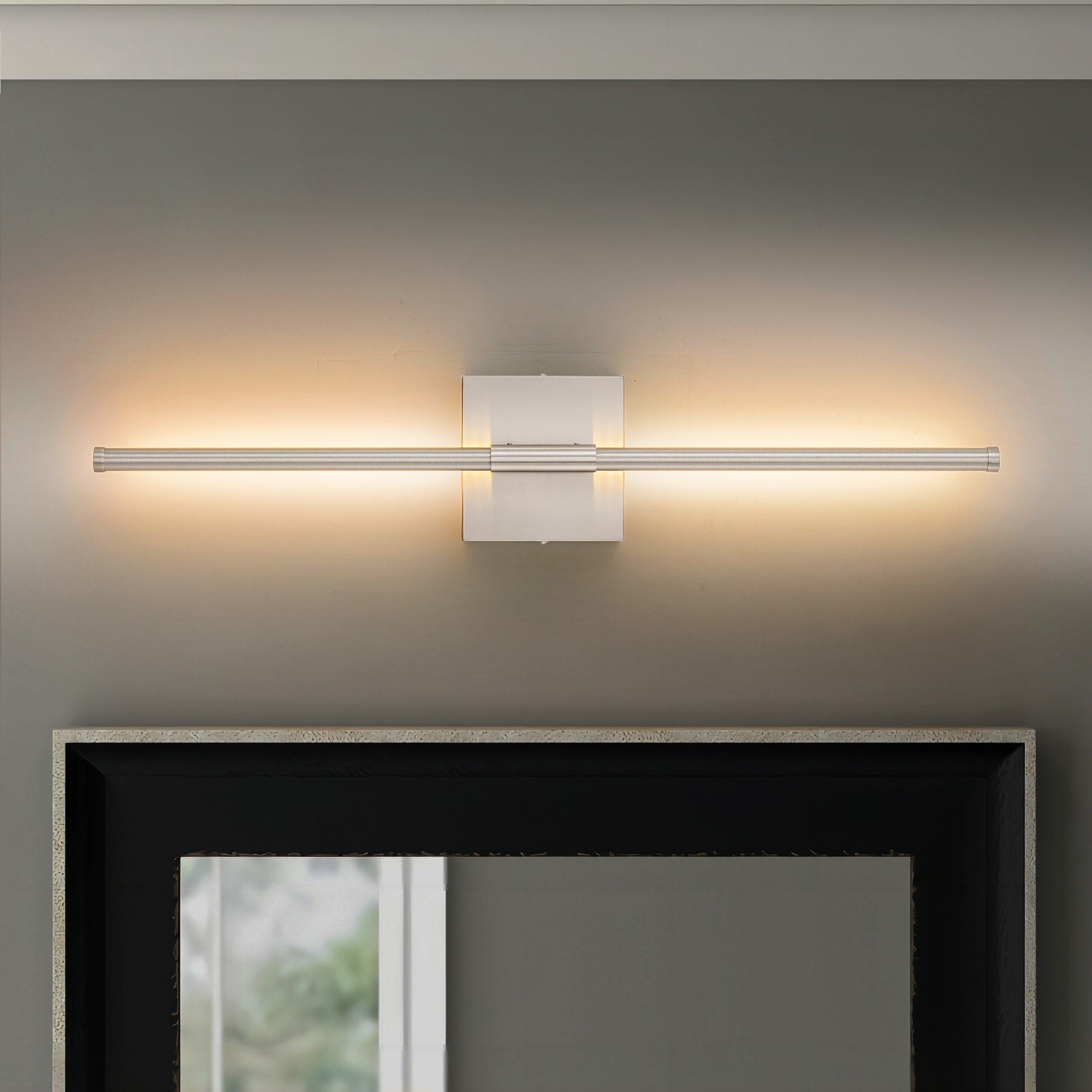 1-Light Black/ Gold/ Nickel Modern Long Linear Strip Wall Sconce Dimmable LED Bathroom Vanity Light