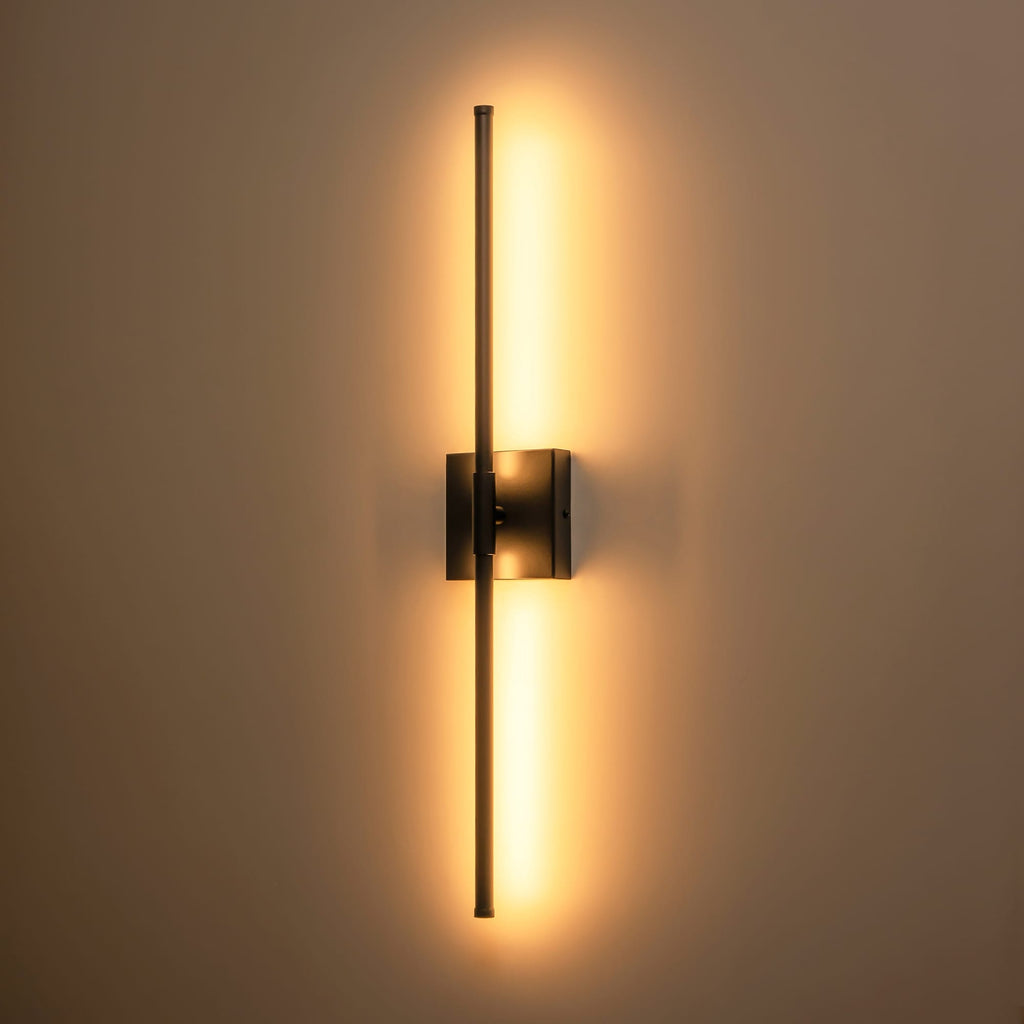 1-Light Black/ Gold/ Nickel Modern Long Linear Strip Wall Sconce Dimmable LED Bathroom Vanity Light