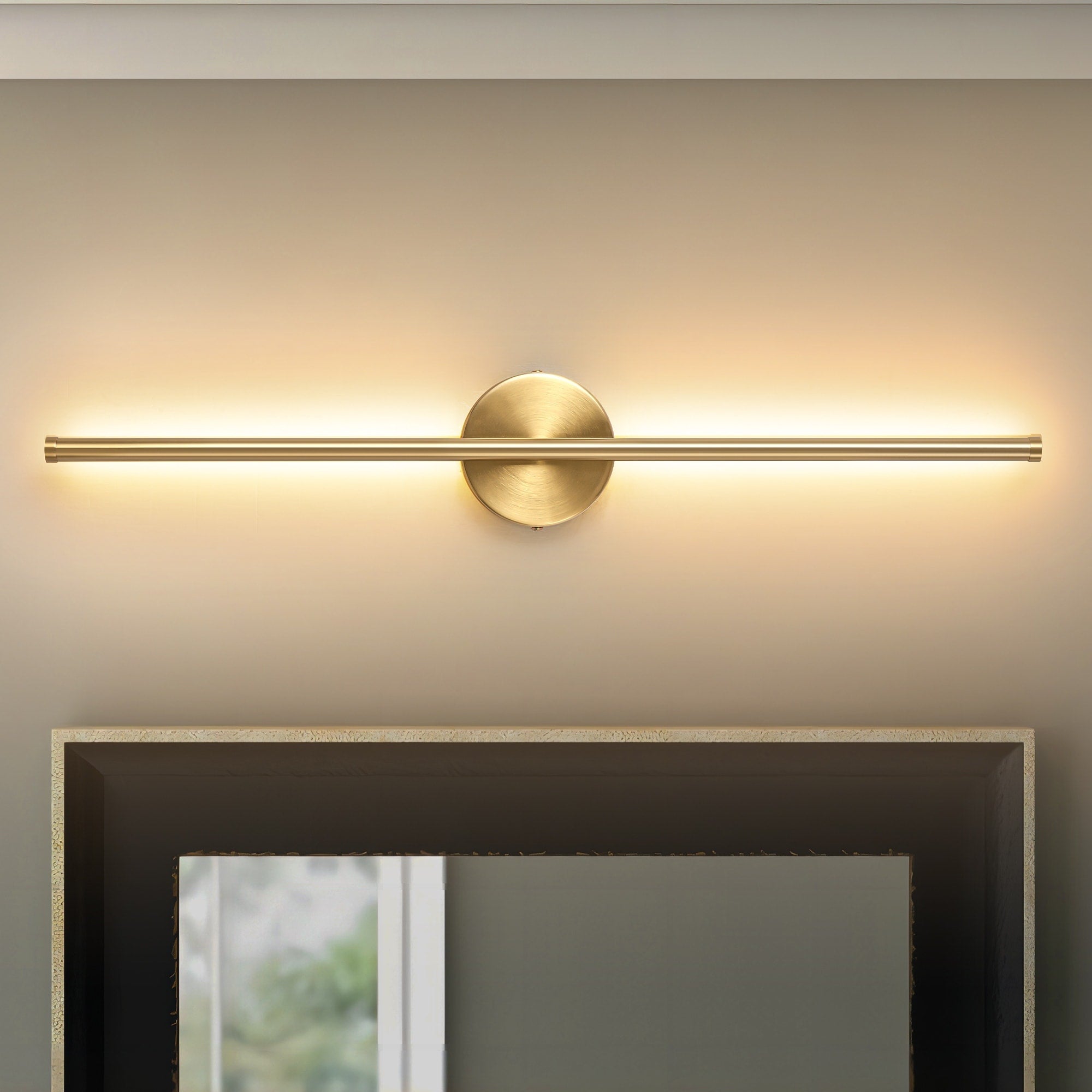 1-Light Black/ Gold/ Nickel Modern Long Linear Strip Wall Sconce Dimmable LED Bathroom Vanity Light