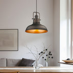 1-Light Industrial Farmhouse Metal Dome Pendant Light, Oil Rubbed Bronze Finish