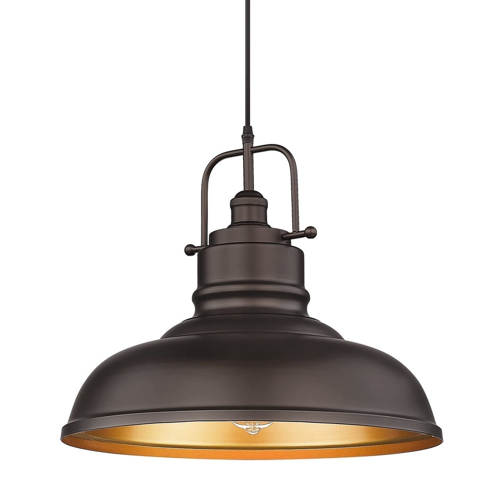1-Light Industrial Farmhouse Metal Dome Pendant Light, Oil Rubbed Bronze Finish