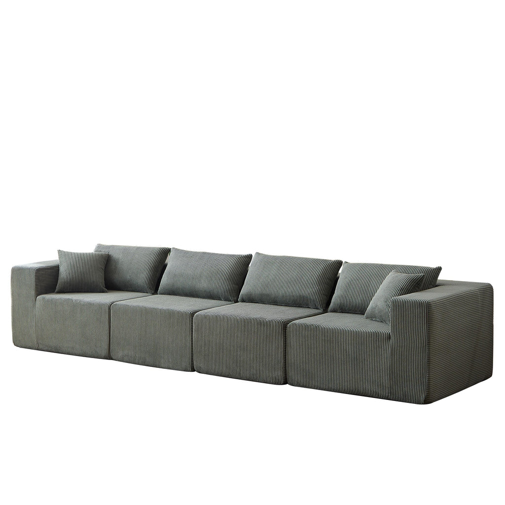 104-Inch Corduroy Modular L Shaped Sectional Sofa,Floor Couch Set,Foam-Filled Compressed Sofa,4 PC Free Combination