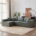 104-Inch Corduroy Modular L Shaped Sectional Sofa,Floor Couch Set,Foam-Filled Compressed Sofa,4 PC Free Combination