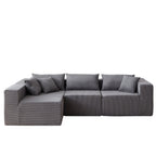 104-Inch Corduroy Modular L Shaped Sectional Sofa,Floor Couch Set,Foam-Filled Compressed Sofa,4 PC Free Combination