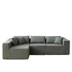 104-Inch Corduroy Modular L Shaped Sectional Sofa,Floor Couch Set,Foam-Filled Compressed Sofa,4 PC Free Combination