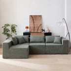 104-Inch Corduroy Modular L Shaped Sectional Sofa,Floor Couch Set,Foam-Filled Compressed Sofa,4 PC Free Combination