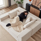 104-Inch Corduroy Modular L Shaped Sectional Sofa,Floor Couch Set,Foam-Filled Compressed Sofa,4 PC Free Combination