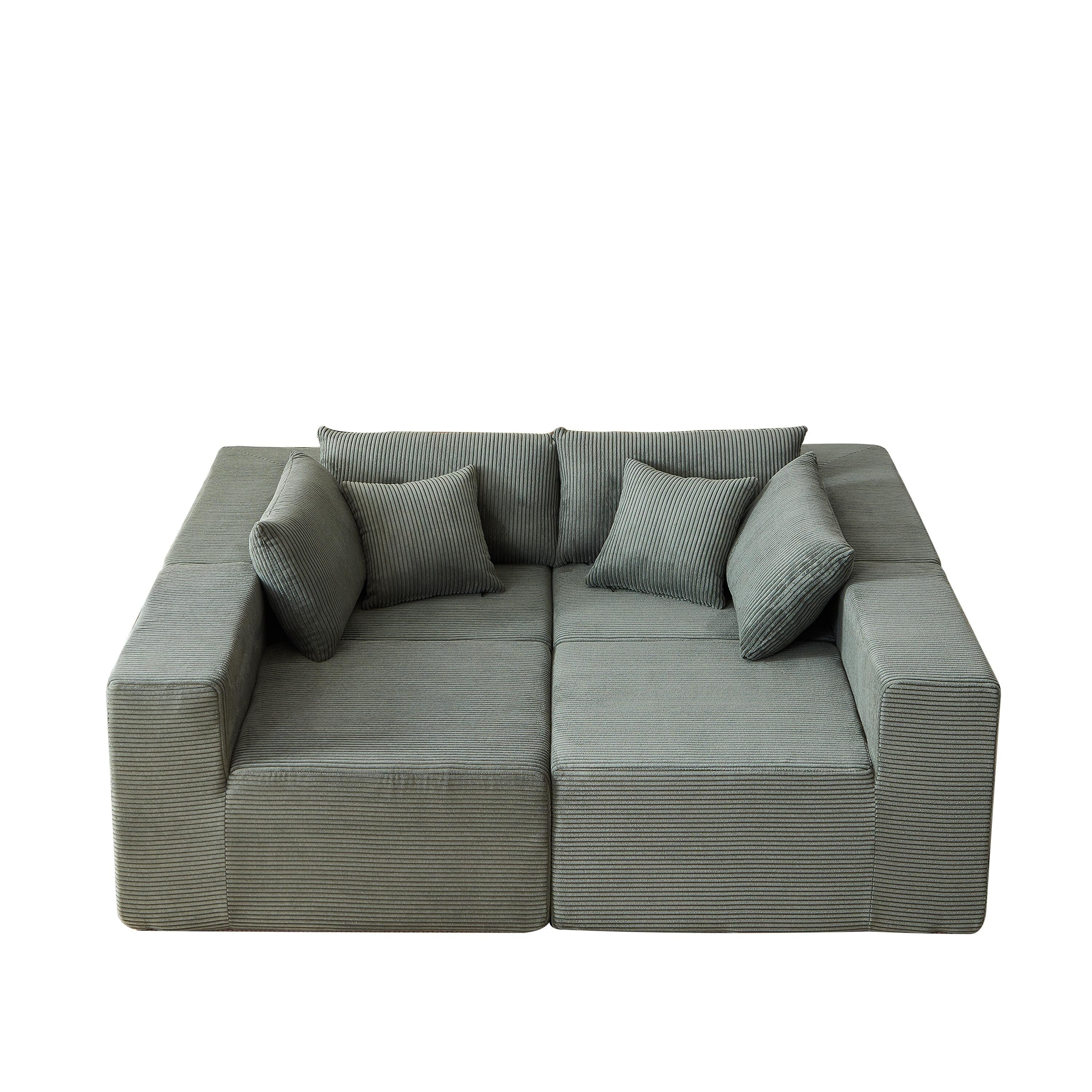 104-Inch Corduroy Modular L Shaped Sectional Sofa,Floor Couch Set,Foam-Filled Compressed Sofa,4 PC Free Combination