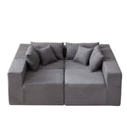 104-Inch Corduroy Modular L Shaped Sectional Sofa,Floor Couch Set,Foam-Filled Compressed Sofa,4 PC Free Combination