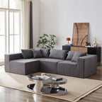 104-Inch Corduroy Modular L Shaped Sectional Sofa,Floor Couch Set,Foam-Filled Compressed Sofa,4 PC Free Combination