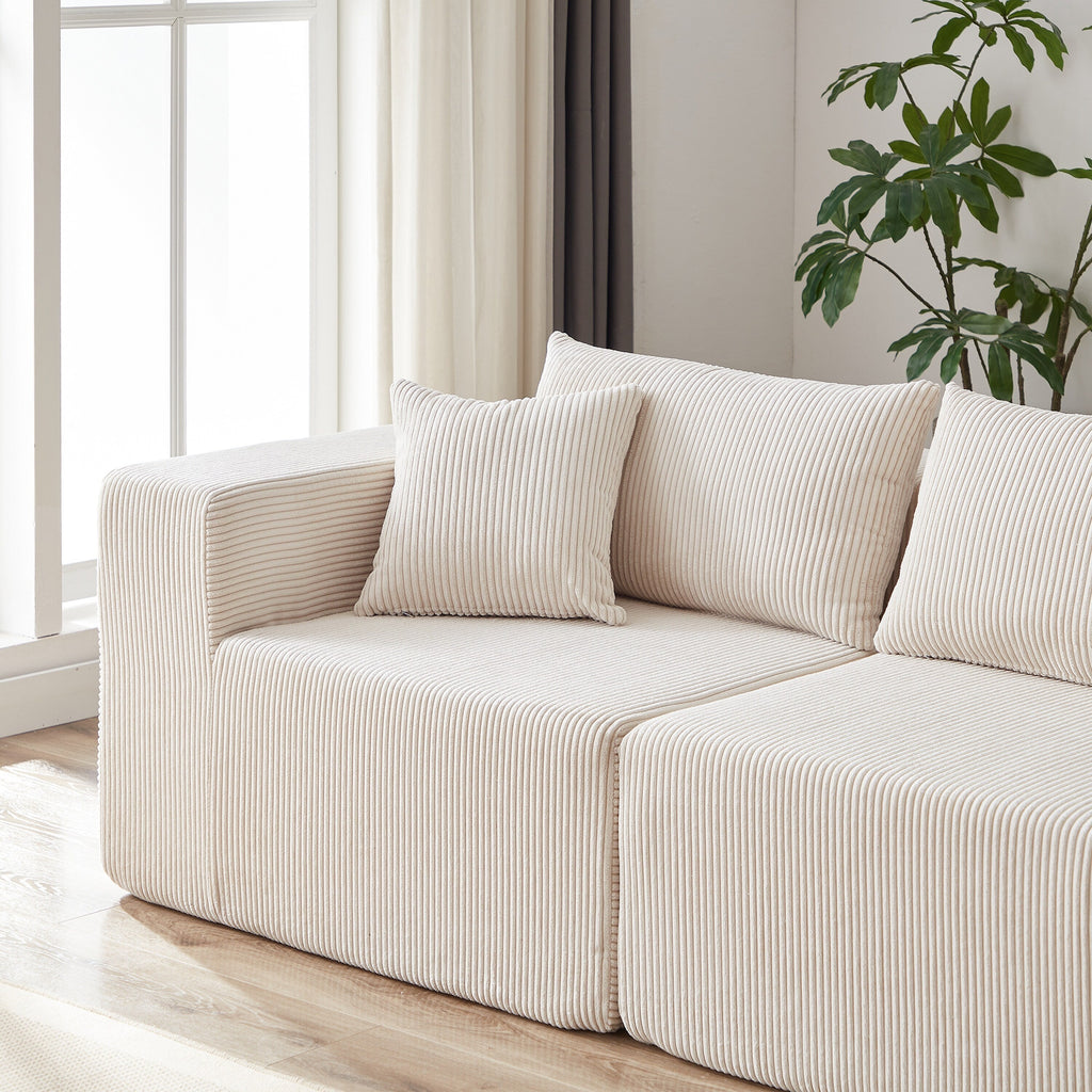 104-Inch Corduroy Modular L Shaped Sectional Sofa,Floor Couch Set,Foam-Filled Compressed Sofa,4 PC Free Combination