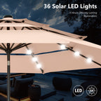 MAISON ARTS 10ft 3 Tier Auto-tilt Patio Umbrella Outdoor Double Vented Umbrella with LED Lights