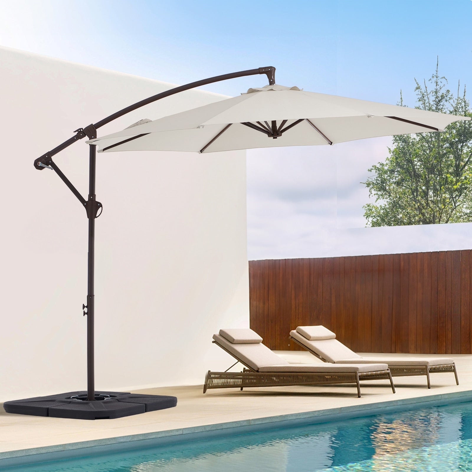 10ft Steel Crank Lift Hanging Offset Cantilever Umbrella