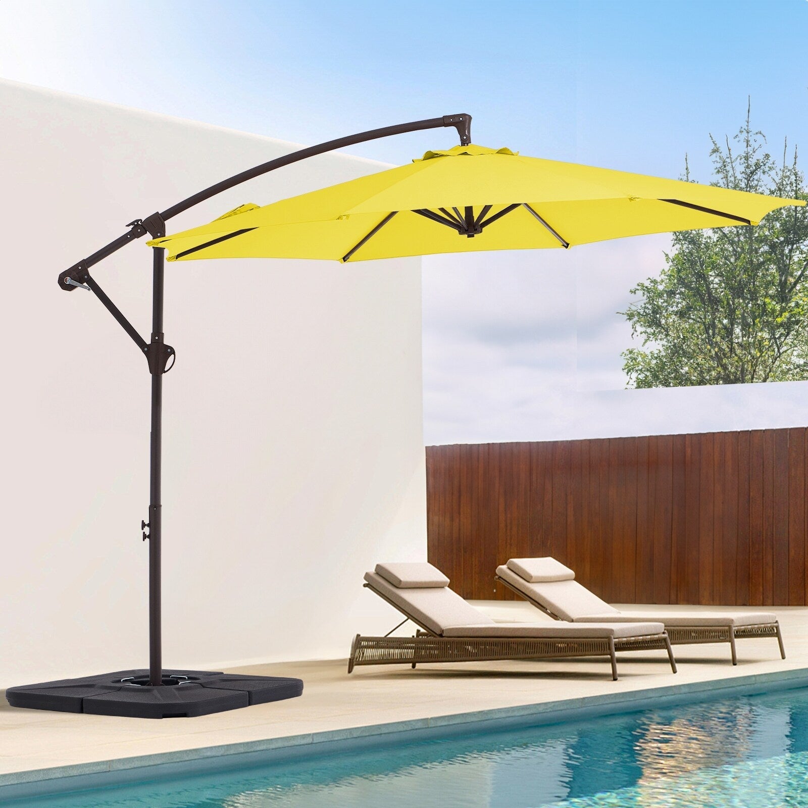10ft Steel Crank Lift Hanging Offset Cantilever Umbrella
