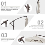 10ft Steel Crank Lift Hanging Offset Cantilever Umbrella