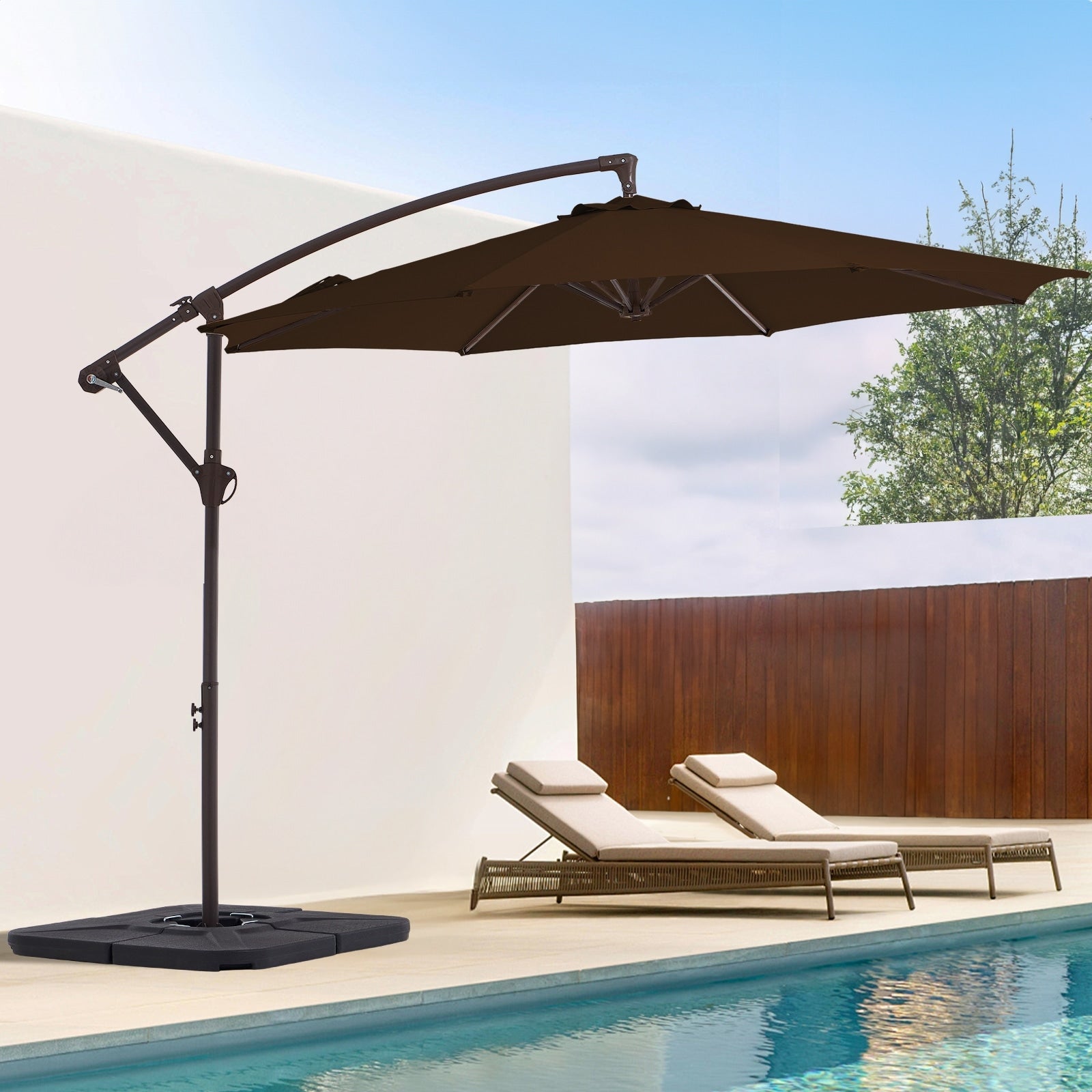 10ft Steel Crank Lift Hanging Offset Cantilever Umbrella