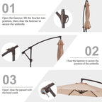 10ft Steel Crank Lift Hanging Offset Cantilever Umbrella