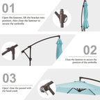 10ft Steel Crank Lift Hanging Offset Cantilever Umbrella