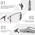 10ft Steel Crank Lift Hanging Offset Cantilever Umbrella