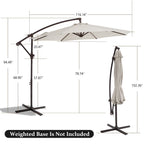 10ft Steel Crank Lift Hanging Offset Cantilever Umbrella