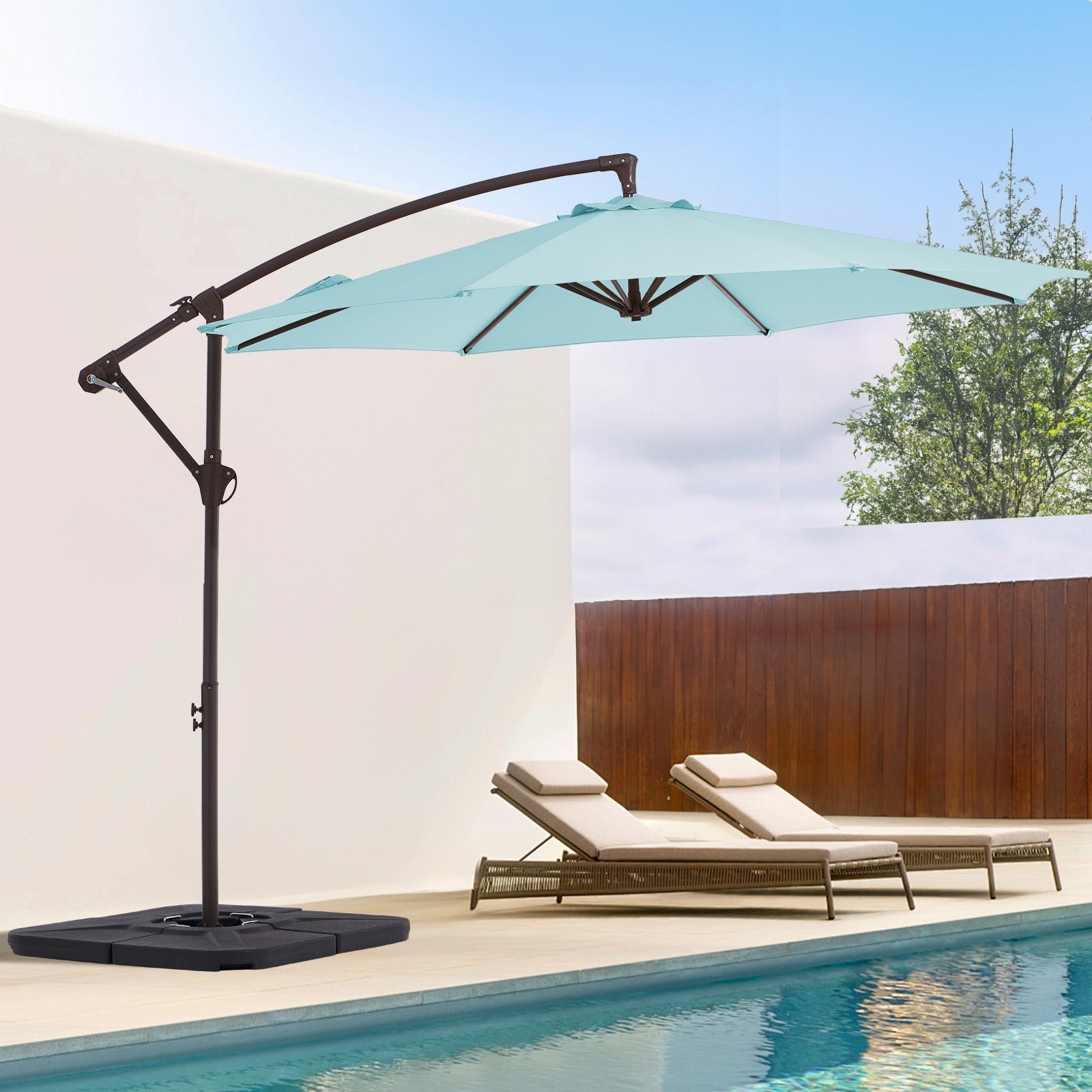 10ft Steel Crank Lift Hanging Offset Cantilever Umbrella