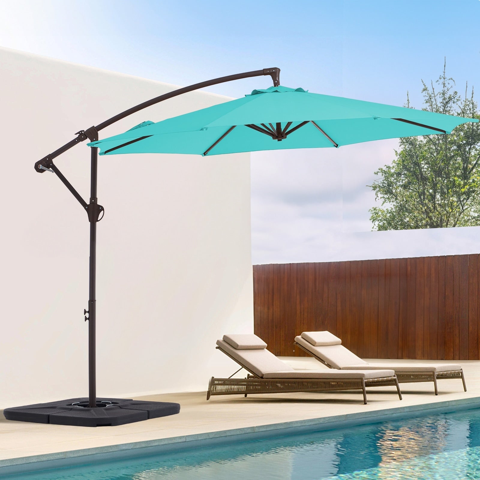 10ft Steel Crank Lift Hanging Offset Cantilever Umbrella