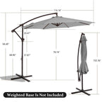 10ft Steel Crank Lift Hanging Offset Cantilever Umbrella