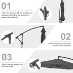 10ft Steel Crank Lift Hanging Offset Cantilever Umbrella