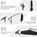 10ft Steel Crank Lift Hanging Offset Cantilever Umbrella